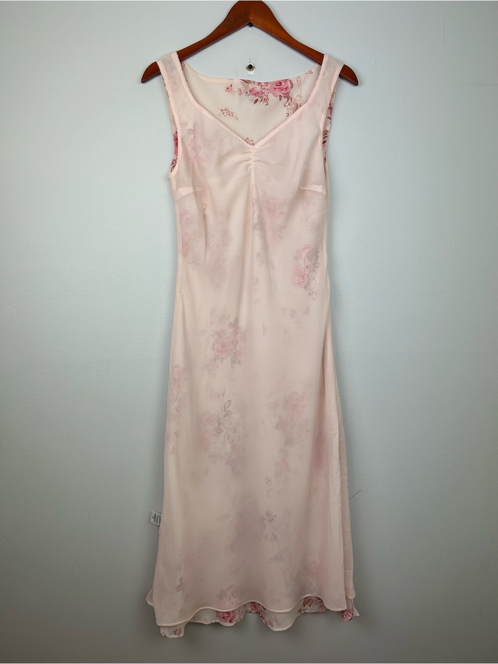 Casual corner annex vintage sleeveless midi  dress 8 floral Blush pink V-Neck - Picture 7 of 11